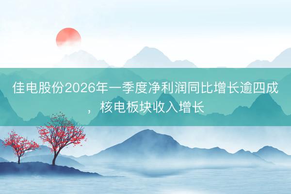 佳电股份2026年一季度净利润同比增长逾四成，核电板块收入增长