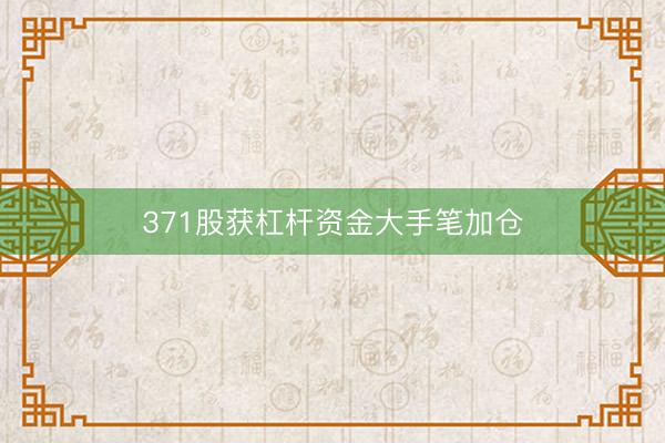 371股获杠杆资金大手笔加仓