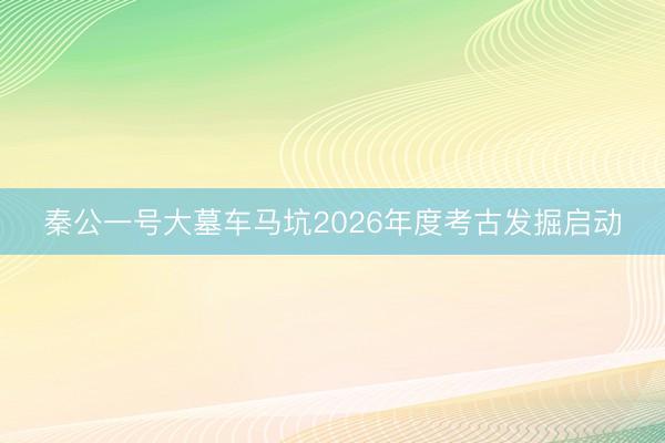 秦公一号大墓车马坑2026年度考古发掘启动