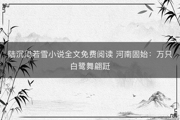陆沉周若雪小说全文免费阅读 河南固始：万只白鹭舞翩跹