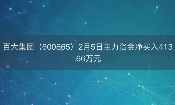 百大集团（600865）2月5日主力资金净买入413.66万元