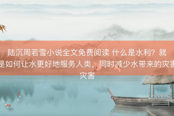 陆沉周若雪小说全文免费阅读 什么是水利？就是如何让水更好地服务人类，同时减少水带来的灾害