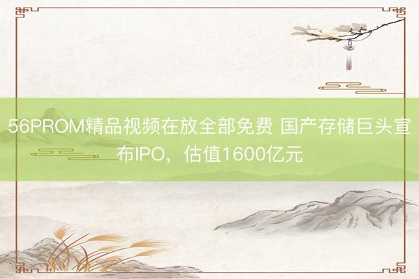 56PROM精品视频在放全部免费 国产存储巨头宣布IPO，估值1600亿元