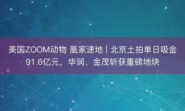 美国ZOOM动物 凰家速地 | 北京土拍单日吸金91.6亿元，华润、金茂斩获重磅地块