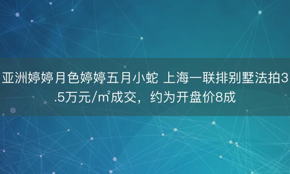 亚洲婷婷月色婷婷五月小蛇 上海一联排别墅法拍3.5万元/㎡成交，约为开盘价8成