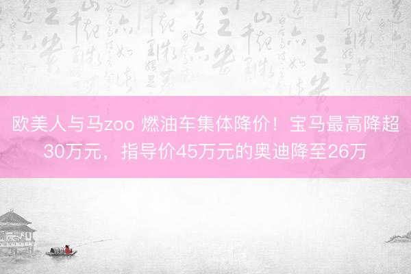 欧美人与马zoo 燃油车集体降价！宝马最高降超30万元，指导价45万元的奥迪降至26万