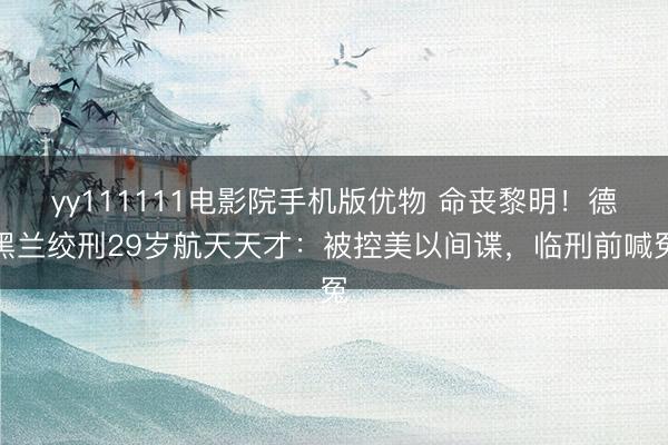 yy111111电影院手机版优物 命丧黎明!德黑兰绞刑29岁航天天才:被控美以间谍,临刑前喊冤