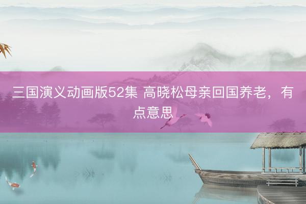 三国演义动画版52集 高晓松母亲回国养老，有点意思