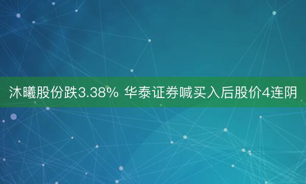 沐曦股份跌3.38% 华泰证券喊买入后股价4连阴