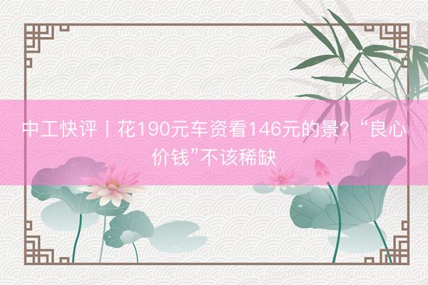中工快评丨花190元车资看146元的景？“良心价钱”不该稀缺