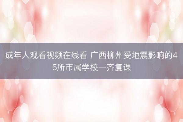 成年人观看视频在线看 广西柳州受地震影响的45所市属学校一齐复课
