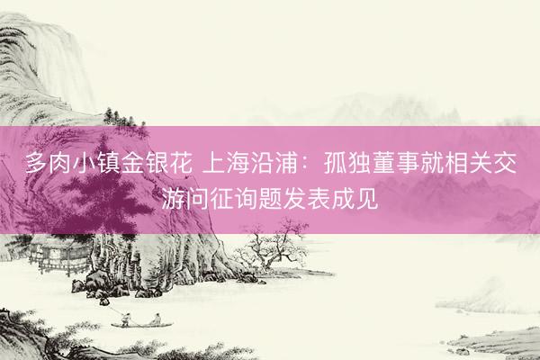 多肉小镇金银花 上海沿浦：孤独董事就相关交游问征询题发表成见