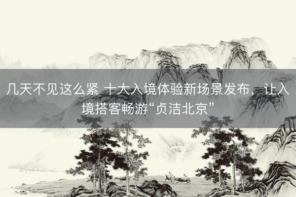 几天不见这么紧 十大入境体验新场景发布，让入境搭客畅游“贞洁北京”
