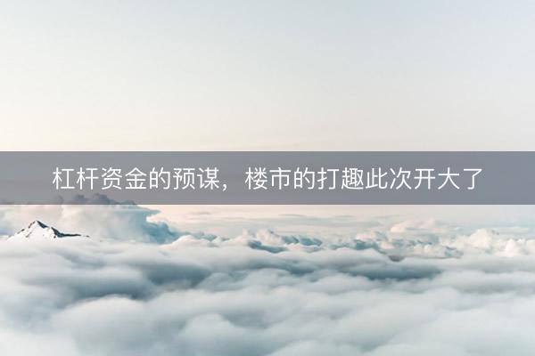 杠杆资金的预谋，楼市的打趣此次开大了